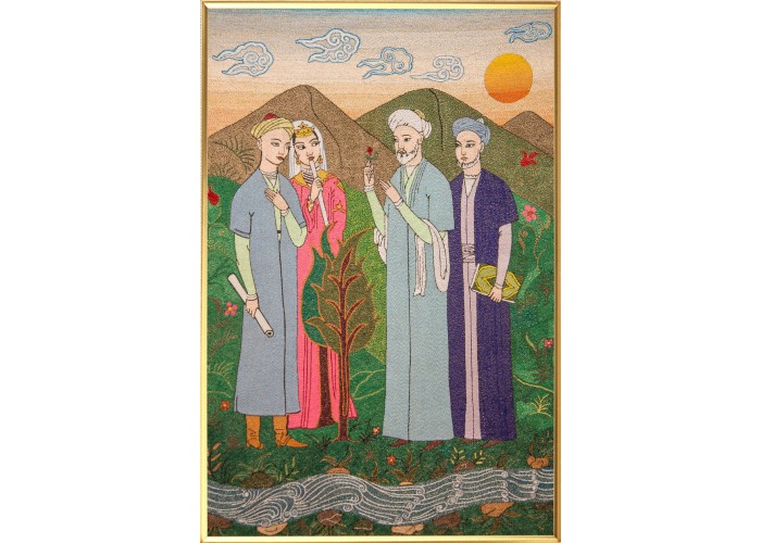 Золотошвейная миниатюра “Алишер Навои и его ученики”