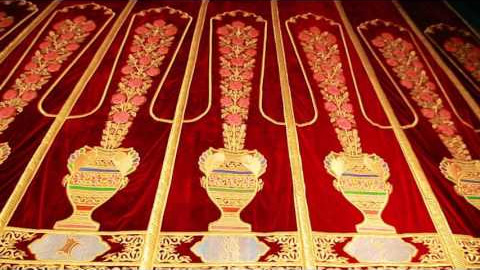 Gold embroidery portieres for a scene of the Bukhara palace of culture