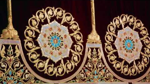 Gold embroidery portieres for a scene of the Turkistan arts palace